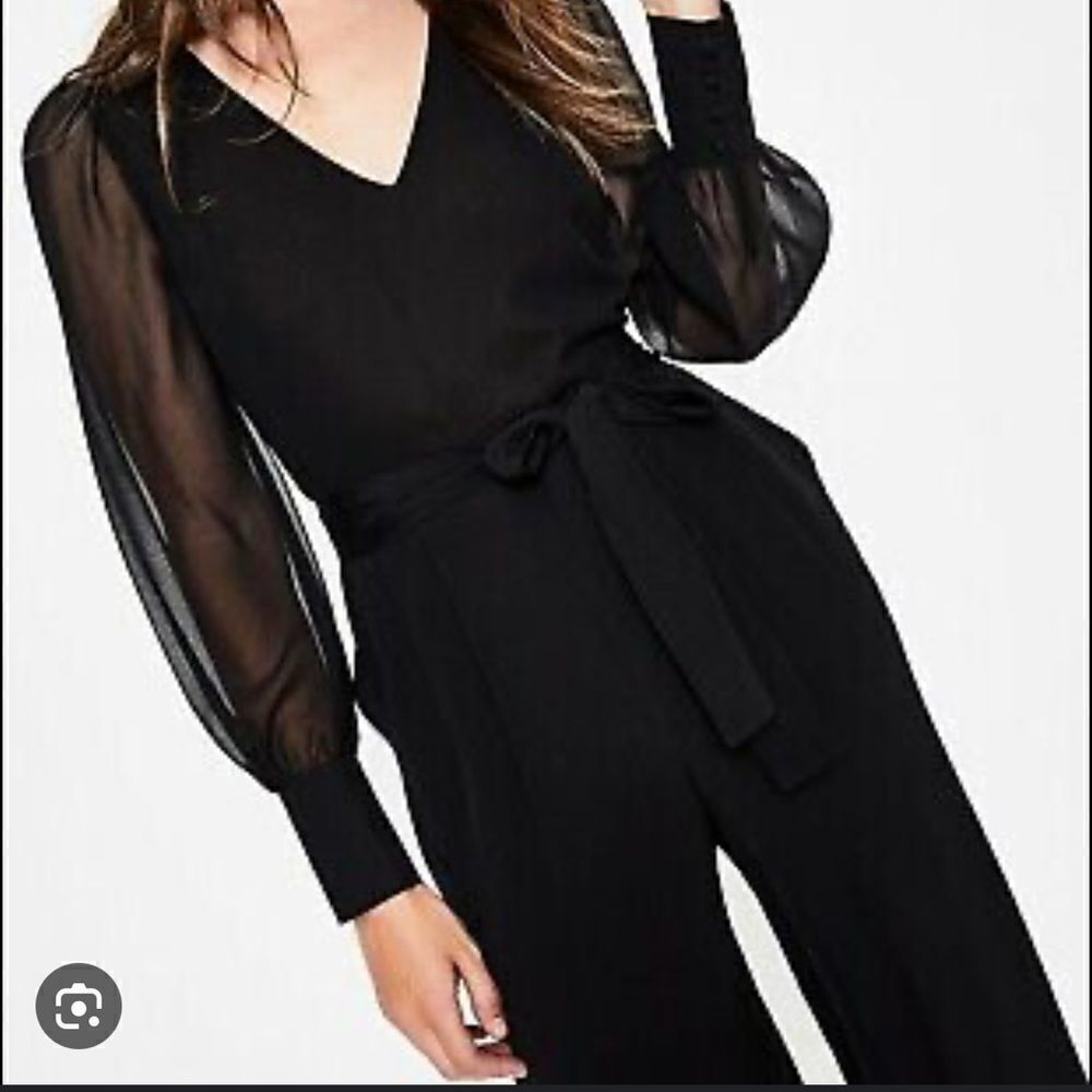 Boden Belgrave Womens 2R Black Sheer Silk Mix Jumpsuit Wide Leg NWT - Picture 9 of 9
